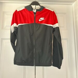 Nike Red and Black Windbreaker Jacket Youth L